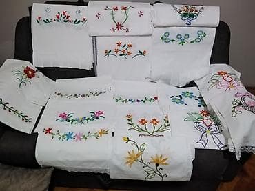 Ručno vezeni peškiri za svadbe - Belo pamučno platno sa ručno vezenim na lalafo.rs — 10 Ručno vezeni peškiri za svadbe - Belo pamučno platno sa ručno vezenim — 10