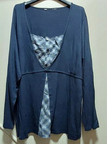 Ženska bluza/tunika sa dugim rukavima, tamnoplava. - Duboki V-izrez sa na lalafo.rs Ženska bluza/tunika sa dugim rukavima, tamnoplava. - Duboki V-izrez sa