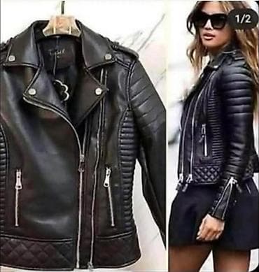 Jackets, Coats, Vests: Ženska crna bajkerska jakna – modernog, strukiranog kroja - at lalafo.rs — 1 Jackets, Coats, Vests: Ženska crna bajkerska jakna – modernog, strukiranog kroja - — 1