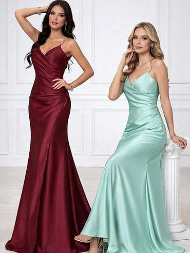 Svečana satenska haljina na bretele - Dugi, elegantan kroj sa blagim na lalafo.rs Svečana satenska haljina na bretele - Dugi, elegantan kroj sa blagim