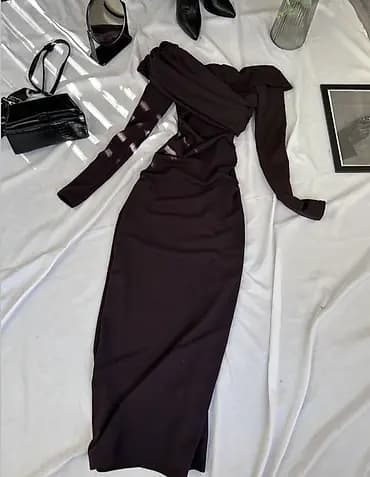 🔥Elegantna ženska haljina sa dugačkim rukavima i efektnim drapiranjem