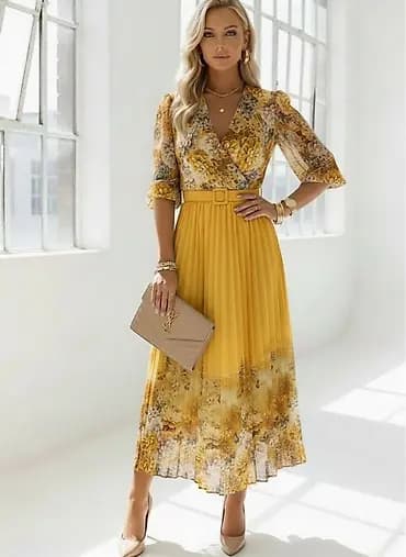 💛Elegantna plisirana midi haljina s cvetnim printom
3000 din