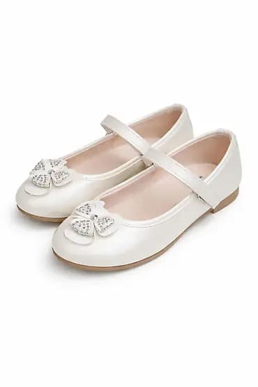 Dečije baletanke sa trakicom – elegantne krem/belo-šampanj nijanse -