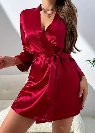 Saten haljina/kimono, vel. L mini kroja u crvenoj boji. -